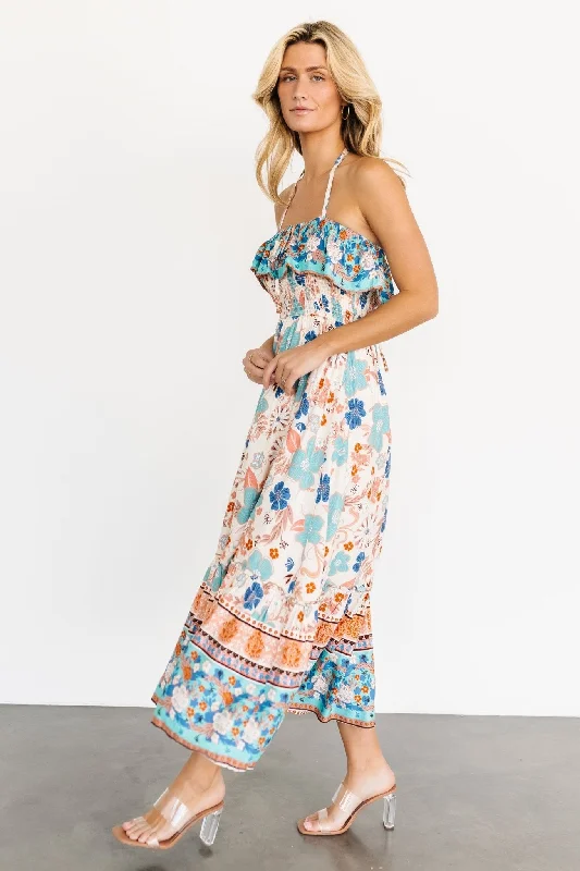 Dali Midi Dress | Natural + Blue Floral