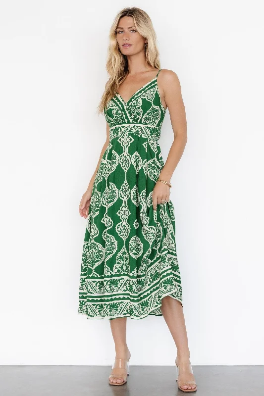 Delia Midi Dress | Green Print