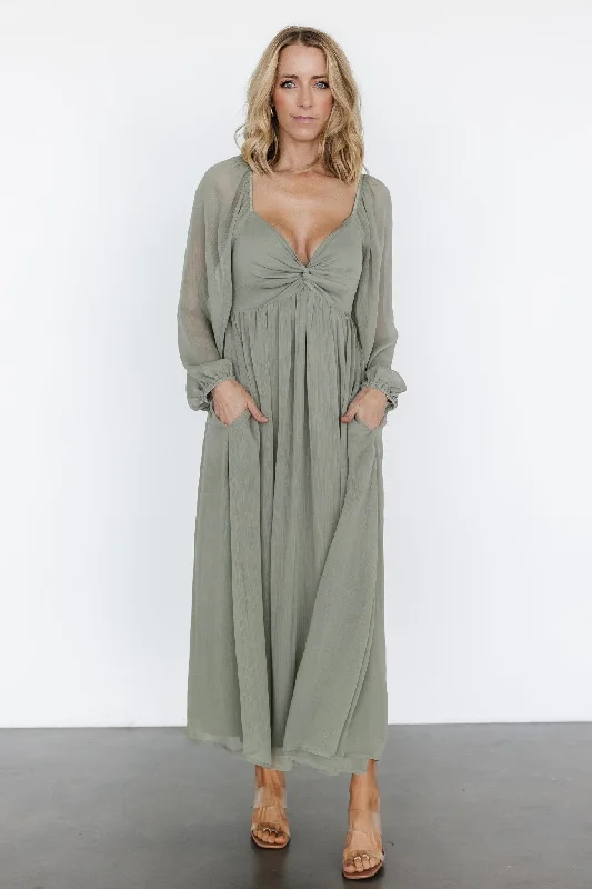 Dione Midi Dress | Dusty Olive