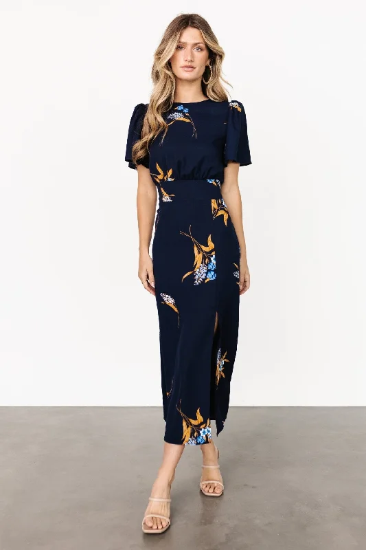 Eleanor Midi Dress | Navy Blue Floral