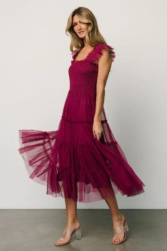 Emma Smocked Tulle Dress | Boysenberry