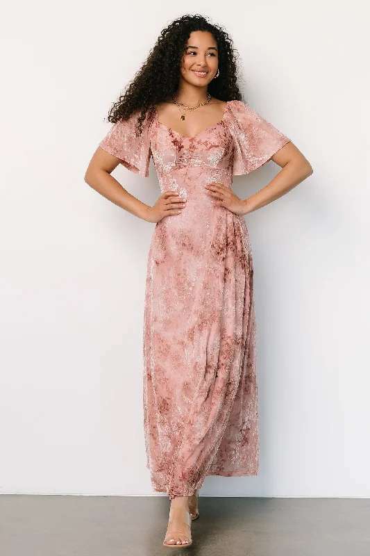 Everley Velvet Maxi Dress | Blush