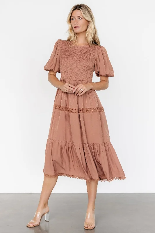 Finley Smocked Midi Dress | Light Copper