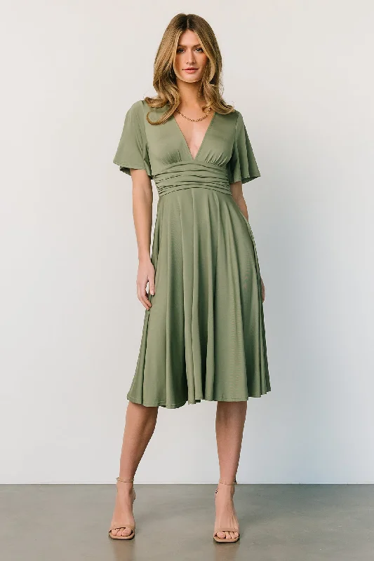 Janette Midi Dress | Dusty Olive