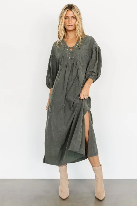 Jordyn Lace Up Dress | Olive