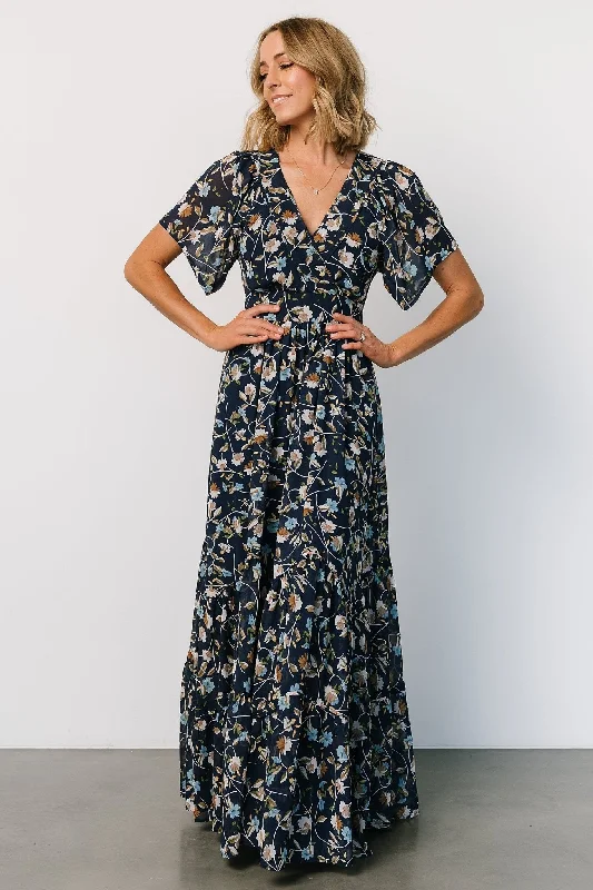 Katherine Maxi Dress | Dark Blue Floral