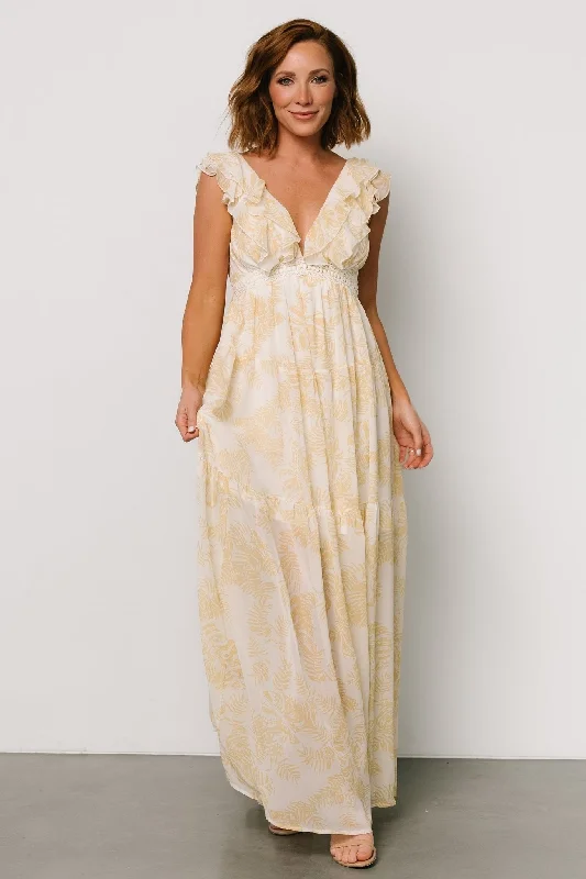 Pria Maxi Dress | Pale Yellow Print