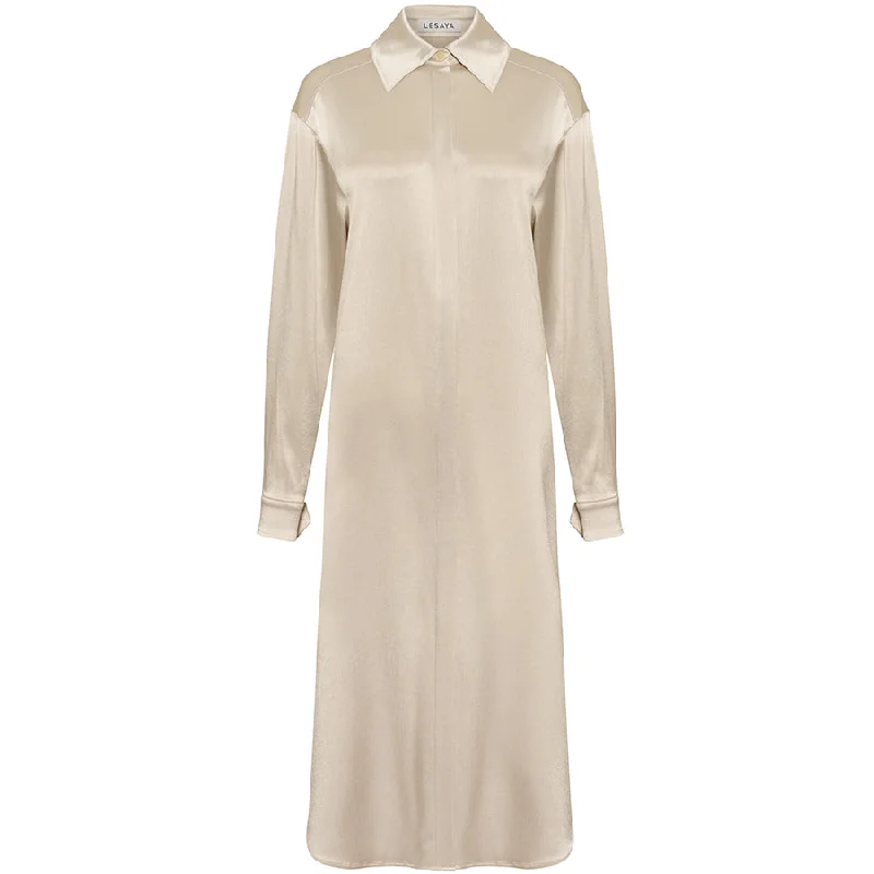 FLOWING SHIRT DRESS ""ALBA"" IN CHAMPAGNE