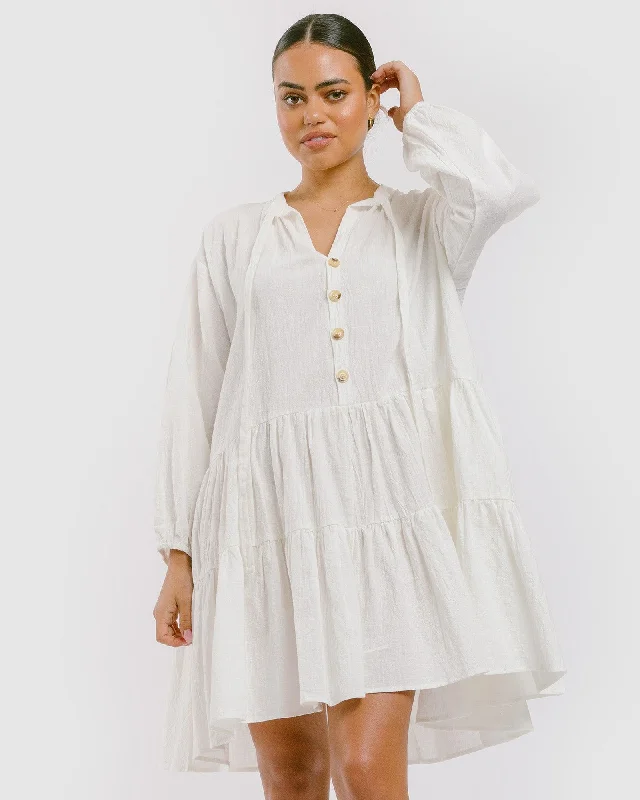 Avalon Smock Dress | White