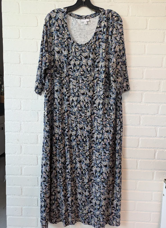 Black & Blue Dress Casual Midi J. Jill, Size Xl