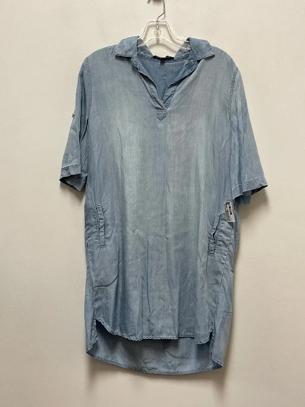 Blue Denim Dress Casual Short Velvet Heart, Size M