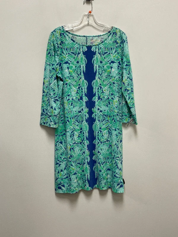 Blue & Green Dress Designer Lilly Pulitzer, Size L