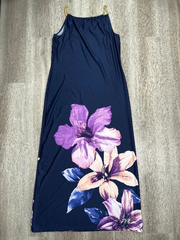 Blue & Purple Dress Casual Maxi Nina Leonard, Size L