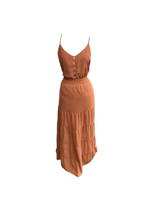 Bronze Dress Casual Maxi Clothes Mentor, Size M