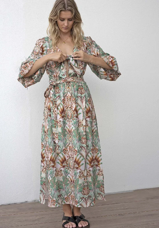 Cocos Palm Print Reversible Maxi Dress