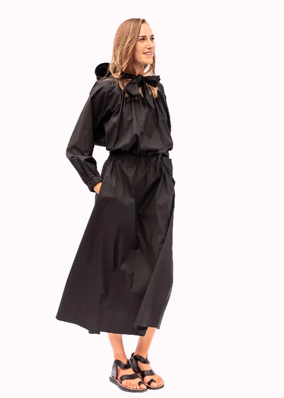 COTTON MIDI-DRESS ""AIR"" IN BLACK