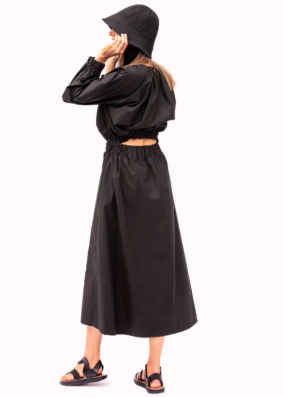 COTTON MIDI-DRESS ""AIR"" IN BLACK