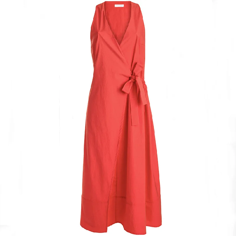 COTTON WRAP-DRESS ""SARITA"" IN RED