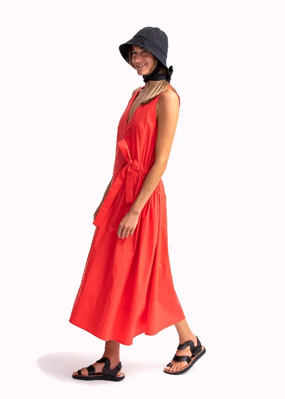 COTTON WRAP-DRESS ""SARITA"" IN RED