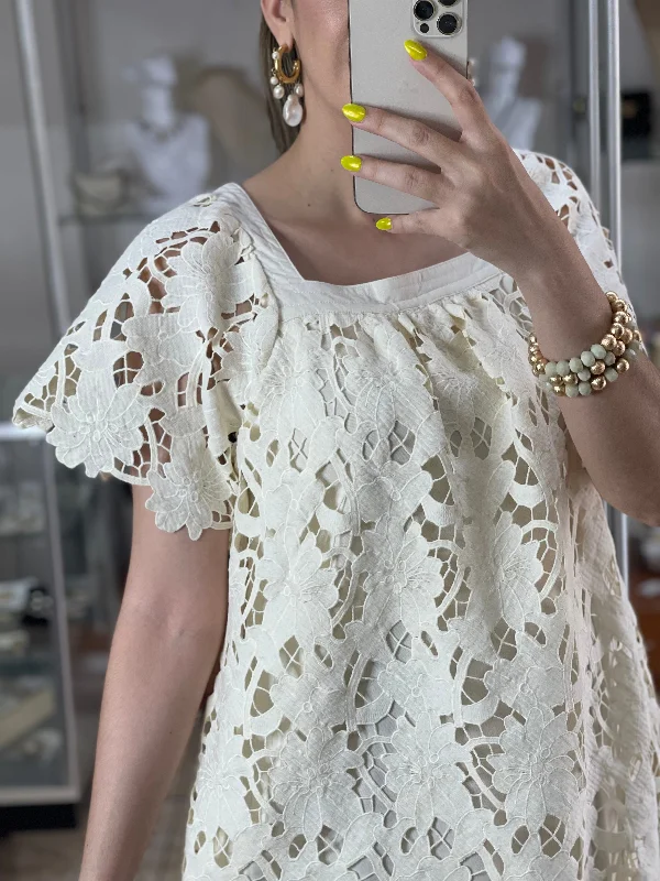 Cream Lace Mini Dress