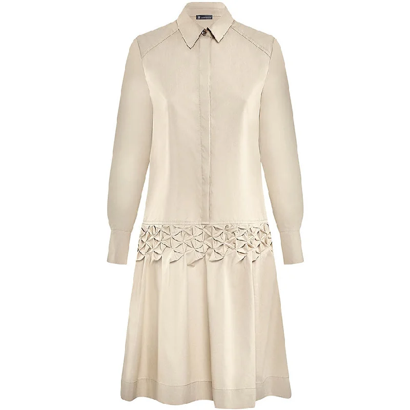 SHIRT DRESS ""DARISHA"" WITH SMOCK DETAILS IN TAN