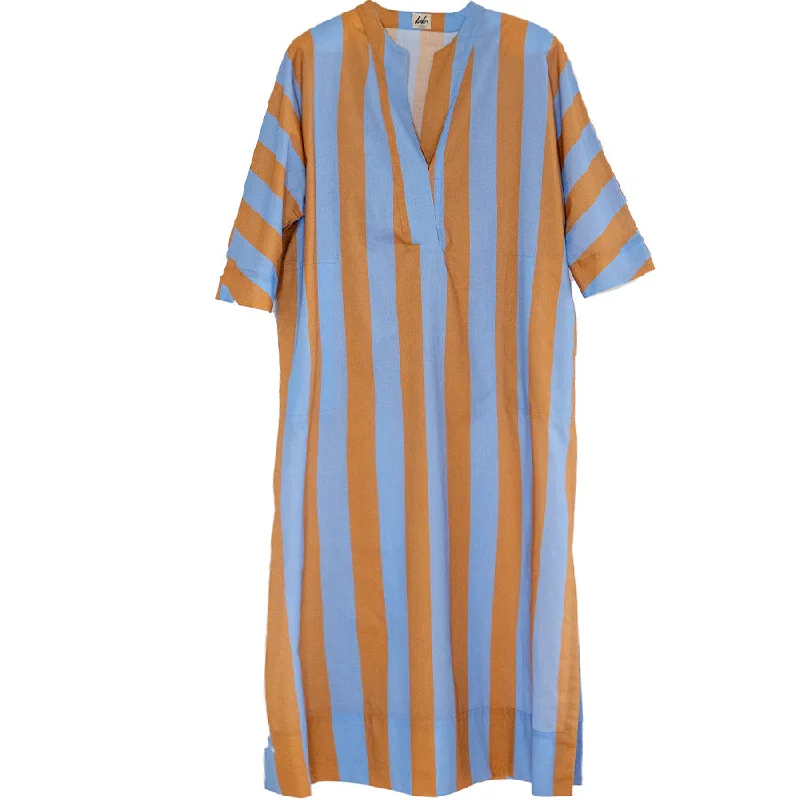 V-NECK COTTON CAFTAN ""BLANCHE 10102"" WITH STRIPED PATTERN