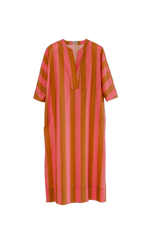 V-NECK COTTON CAFTAN ""BLANCHE 10102"" WITH STRIPED PATTERN