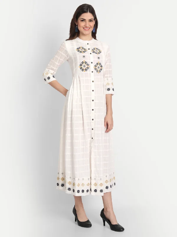 Chikankari Embroidered Flared Long Dress