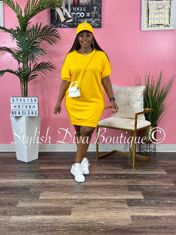 Fallon Oversize Shirt Dress (Sunflower Yellow)