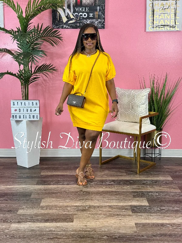 Fallon Oversize Shirt Dress (Sunflower Yellow)