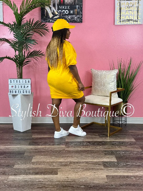 Fallon Oversize Shirt Dress (Sunflower Yellow)