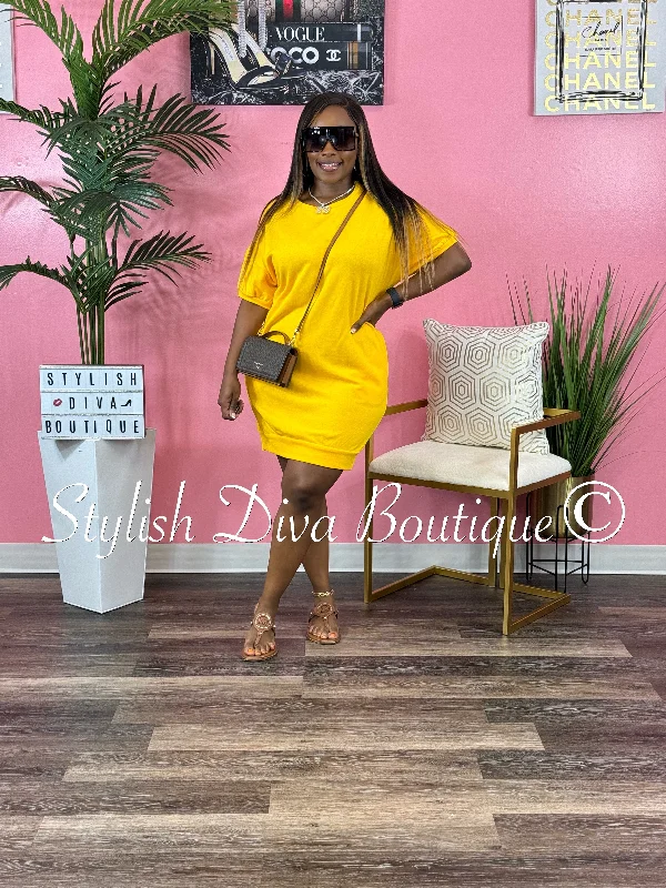 Fallon Oversize Shirt Dress (Sunflower Yellow)