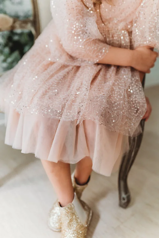 Uma Sequin & Tulle Dress (pink) PREORDER