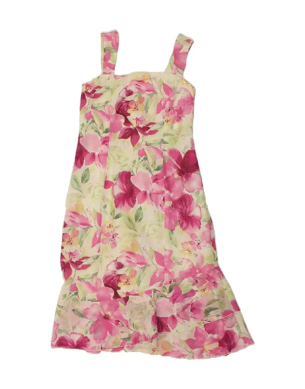 GERRY WEBER Womens Sleeveless Asymmetrical Dress UK 14 Medium  Pink Floral