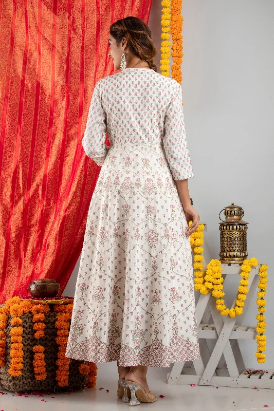 Hand Embellished Floral Printed Anarkali Dress