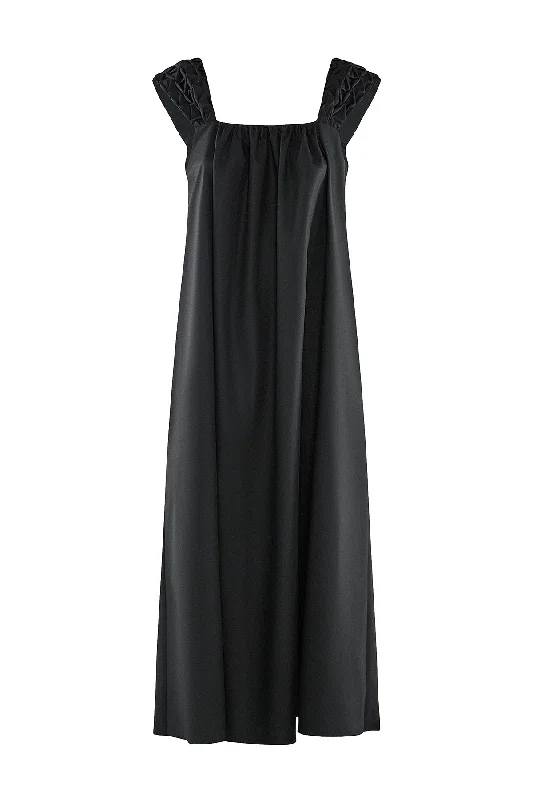 FLOWING MIDI-DRESS ""HONORATA"" IN BLACK