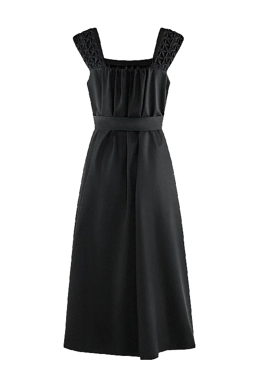 FLOWING MIDI-DRESS ""HONORATA"" IN BLACK