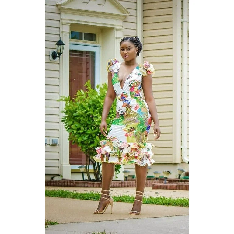 HOT TOPIC FLORAL DRESS-OFF WHITE