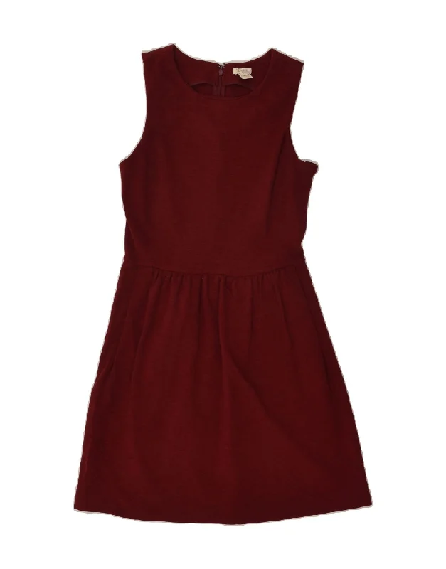 J. CREW Womens Sleeveless A-Line Dress UK 6 XS Burgundy Cotton