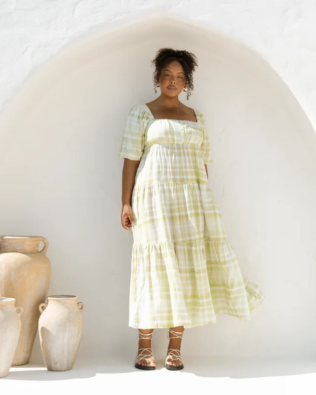 Lotus Maxi Dress | Green Gingham