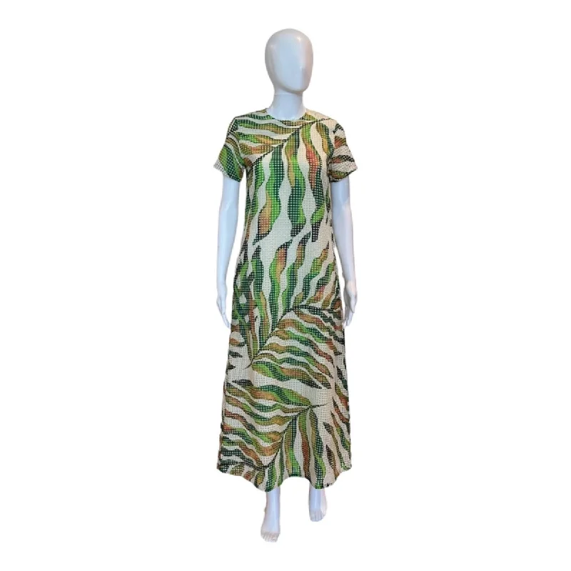 Maldive Green Short Sleeve Maxi Shift Dress