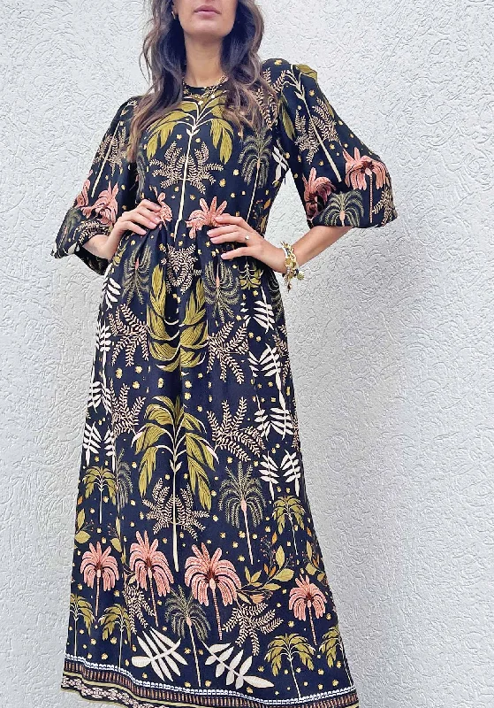 Midnight Tropical Maxi Dress