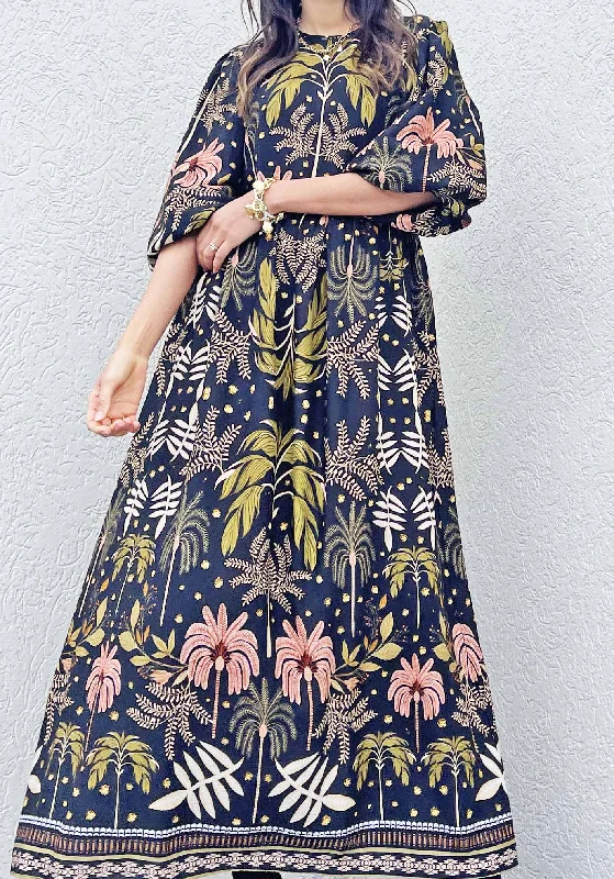 Midnight Tropical Maxi Dress