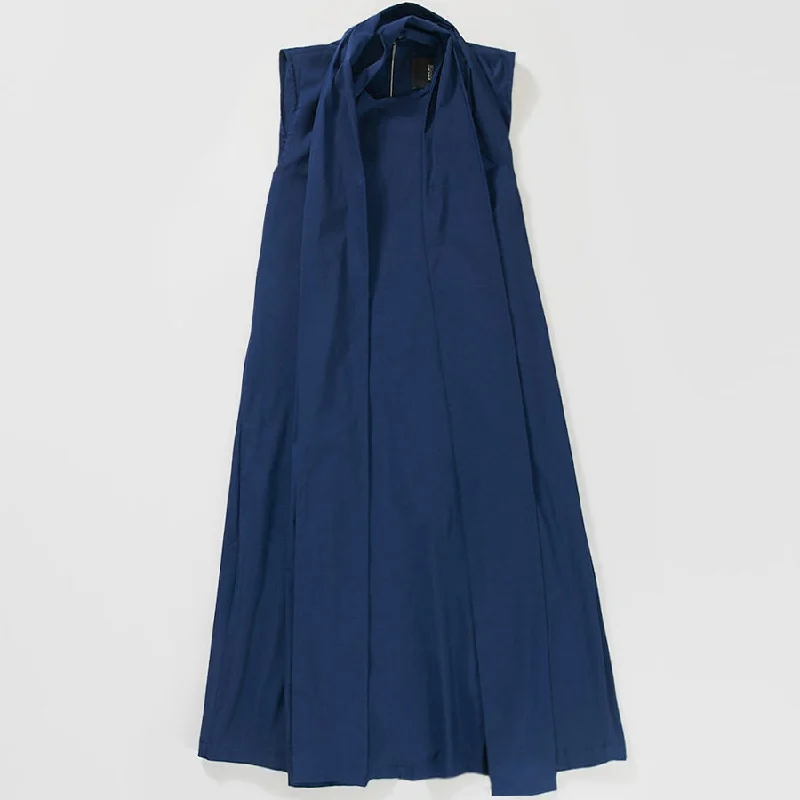 NAVY COTTON DRESS ""MINERAL"" WITH SCARF DETAIL