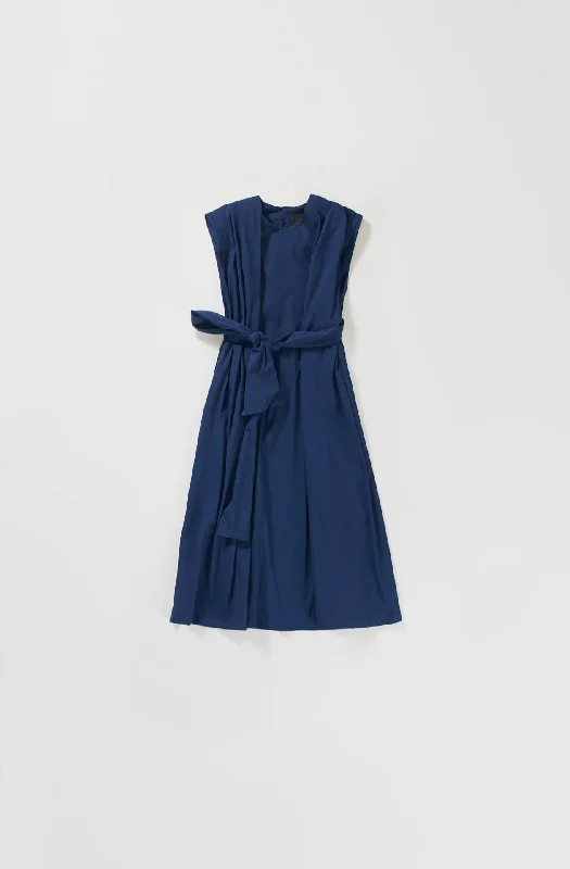 NAVY COTTON DRESS ""MINERAL"" WITH SCARF DETAIL