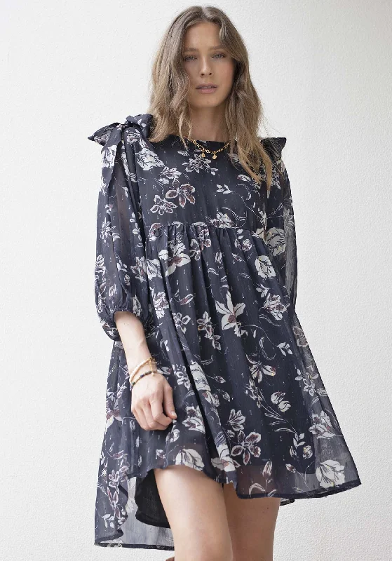 Night Games Floral Bow Mini Dress