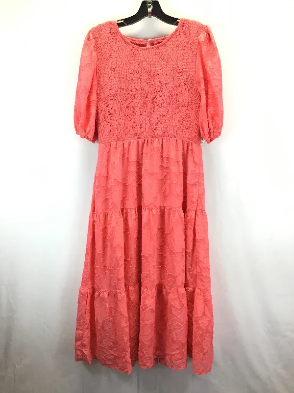 Peach Dress Casual Midi Clothes Mentor, Size L