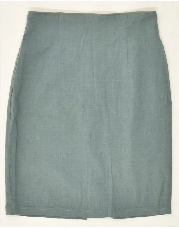 SISLEY Womens Pencil Skirt W28 Medium Green Wool