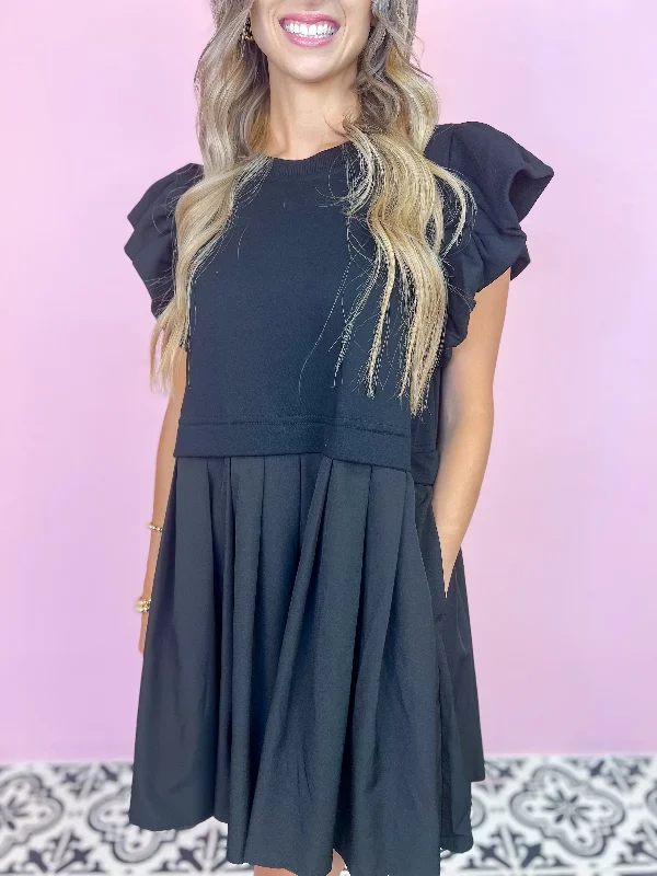 Sweet Black Twofer Mini Dress