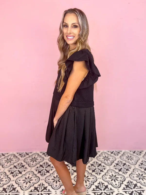 Sweet Black Twofer Mini Dress